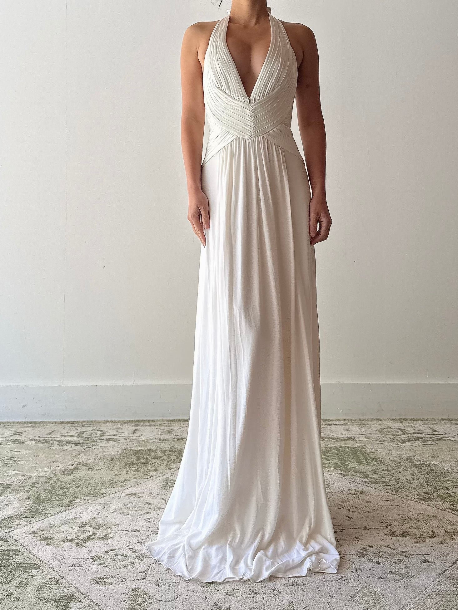 Vintage White Jersey Dress - S/M