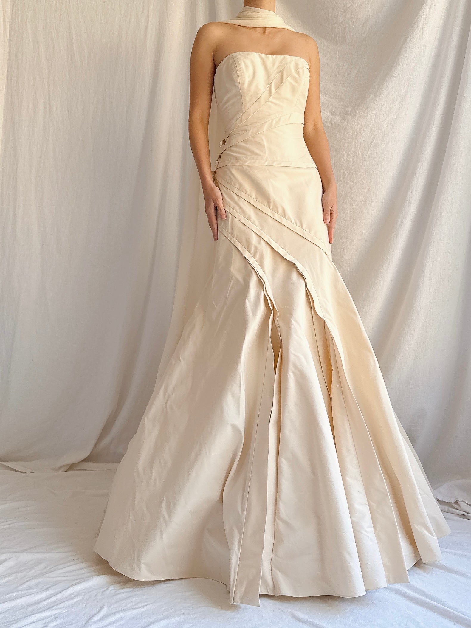 Vintage Vera Wang Champagne Silk/Cotton Gown - XS/4