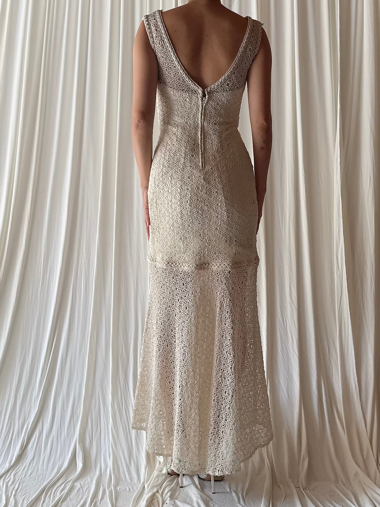 Vintage Crochet Midi Dress - S
