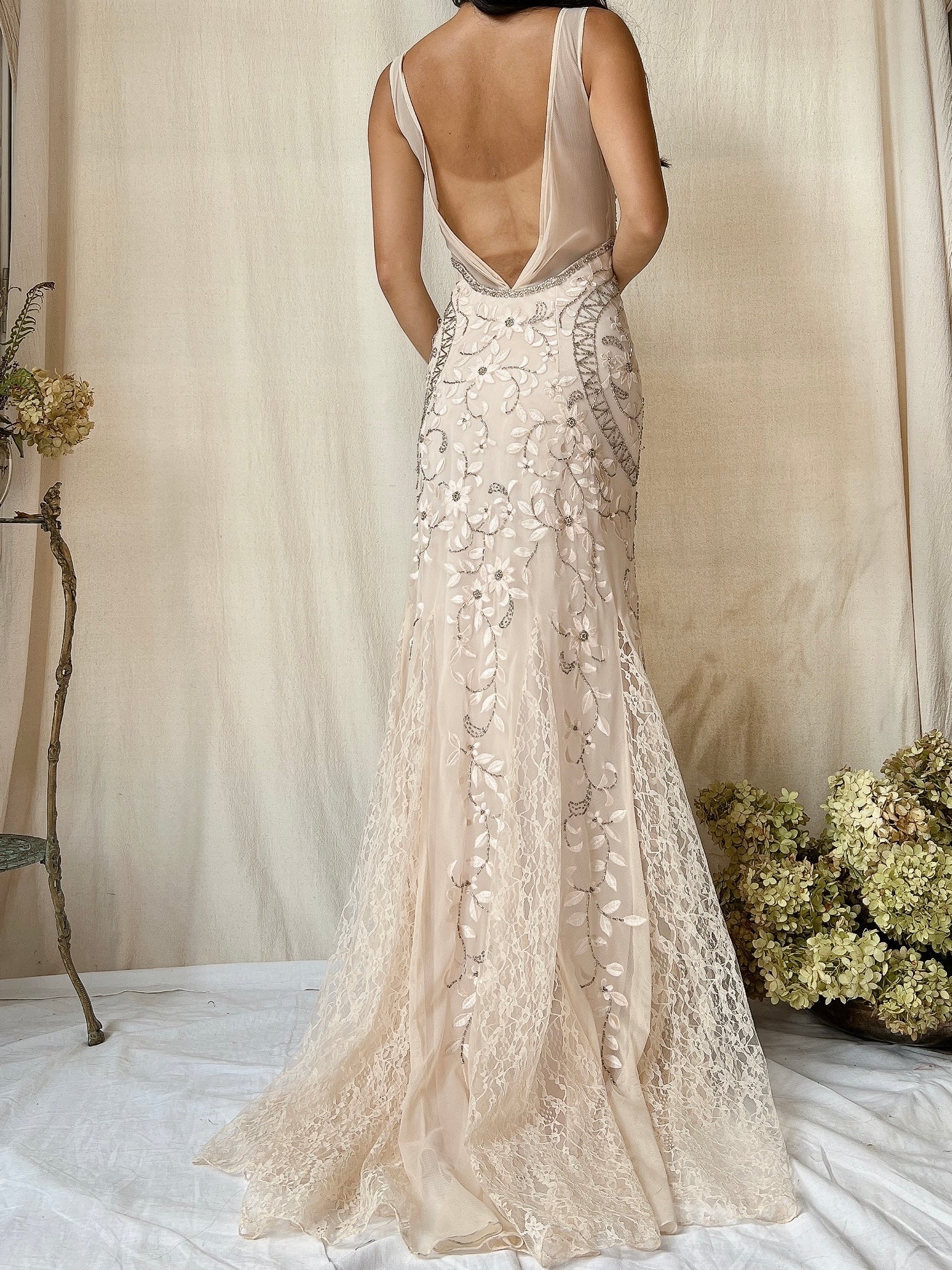 Vintage Light Dusty Pink Embroidered Gown - XS/2 | G O S S A M E R Vintage Light Dusty Pink Embroidered Gown - XS/2 | G O S S A M E R