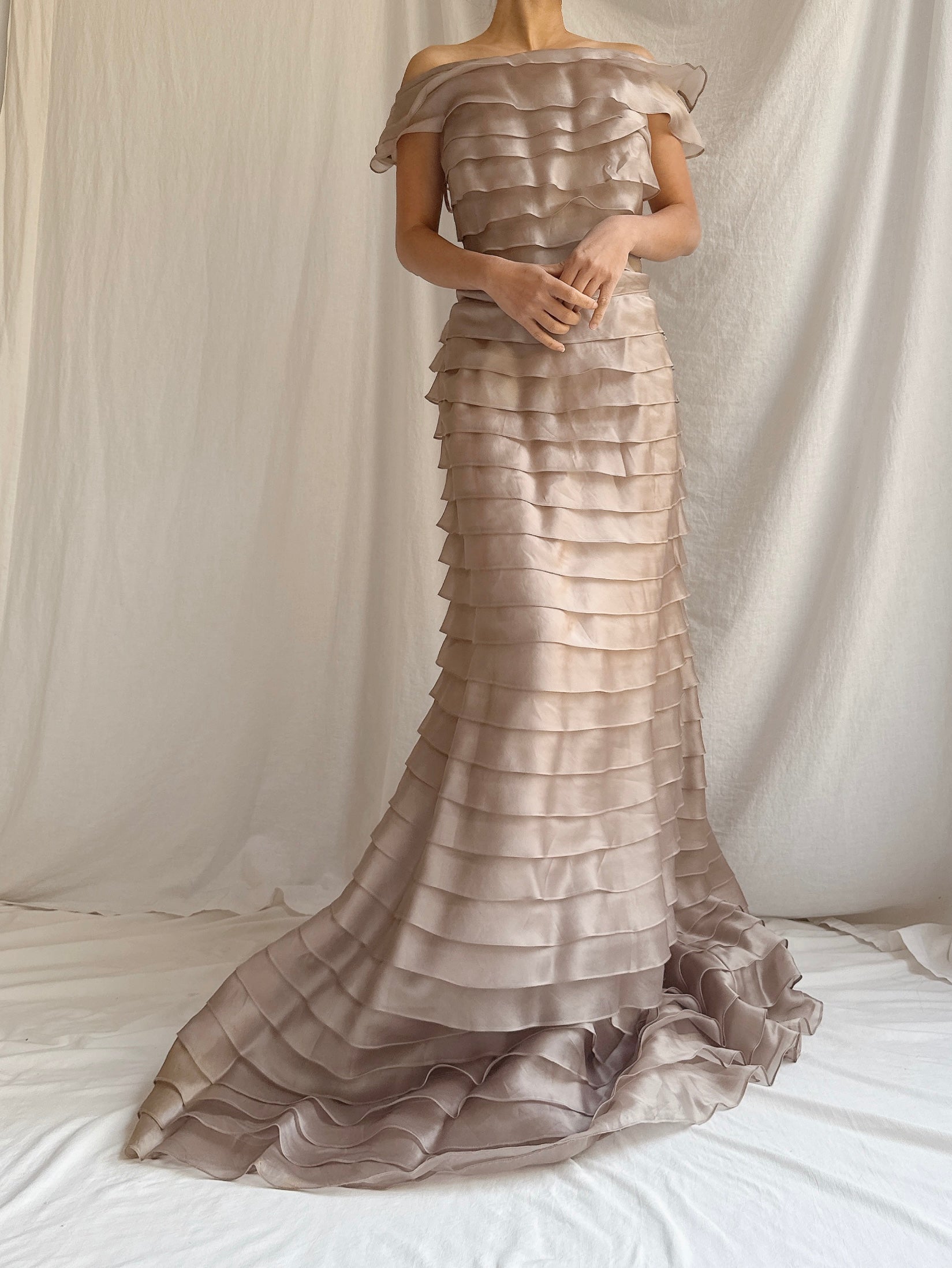 Vintage Bellville Sassoon Silk Organza Gown - L/UK 18