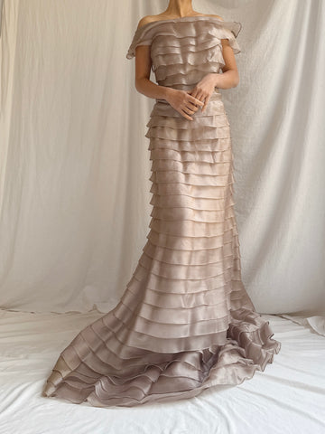 Vintage Bellville Sassoon Silk Organza Gown - L/UK 18