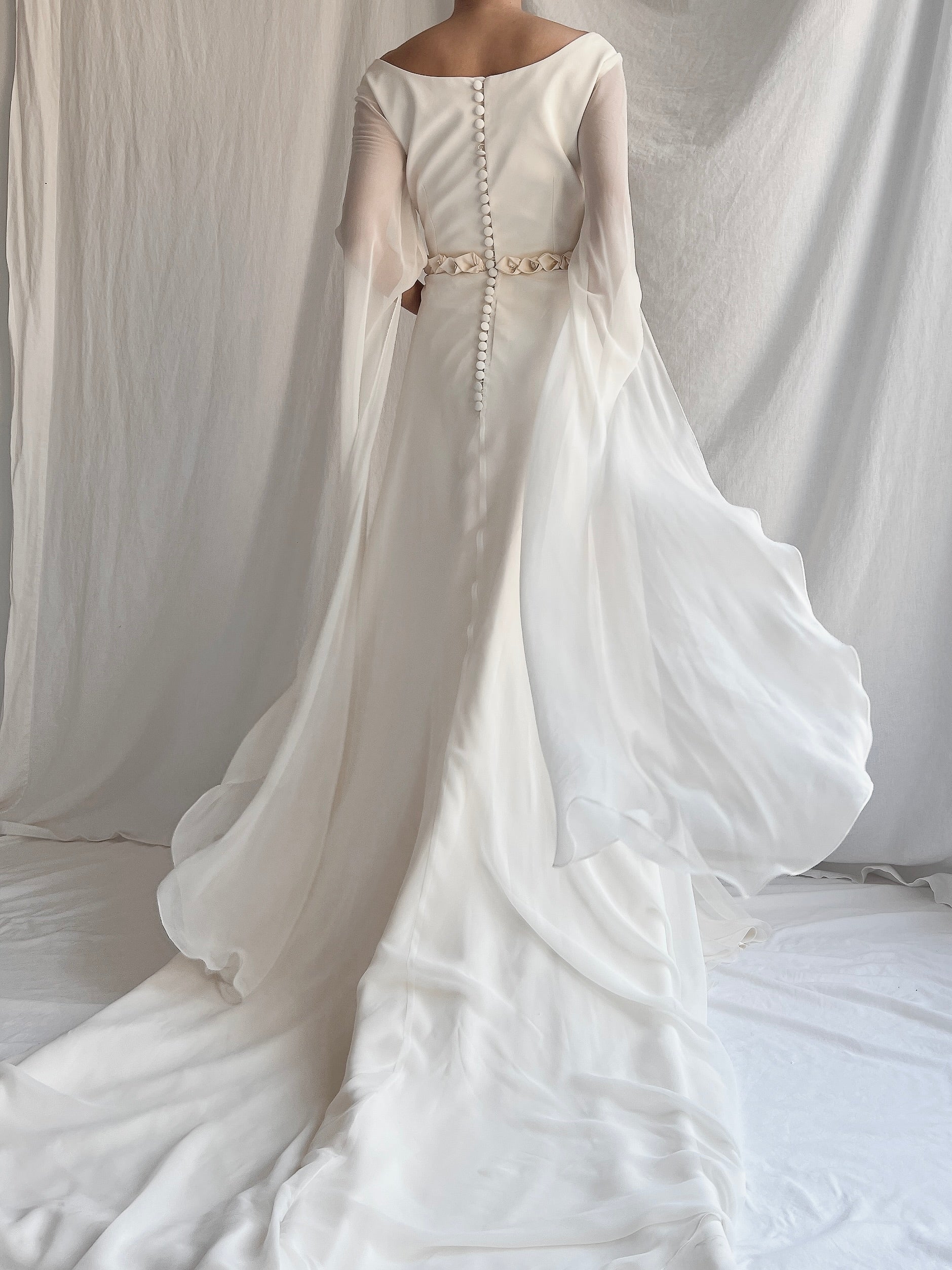 1990s Pronovias Chiffon Gown - S/M