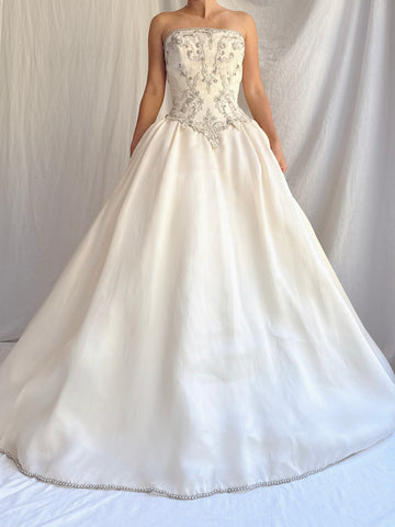 Vintage Silk Organza Embroidered Gown - XS/2