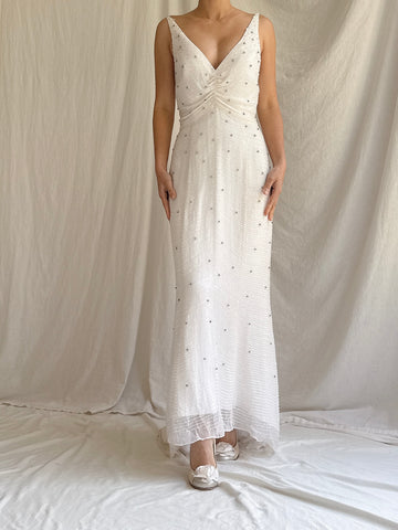 Vintage Silk Beaded Gown - S/6