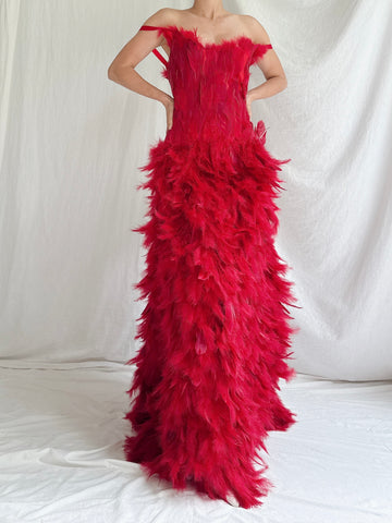Vintage Feather Gown - M