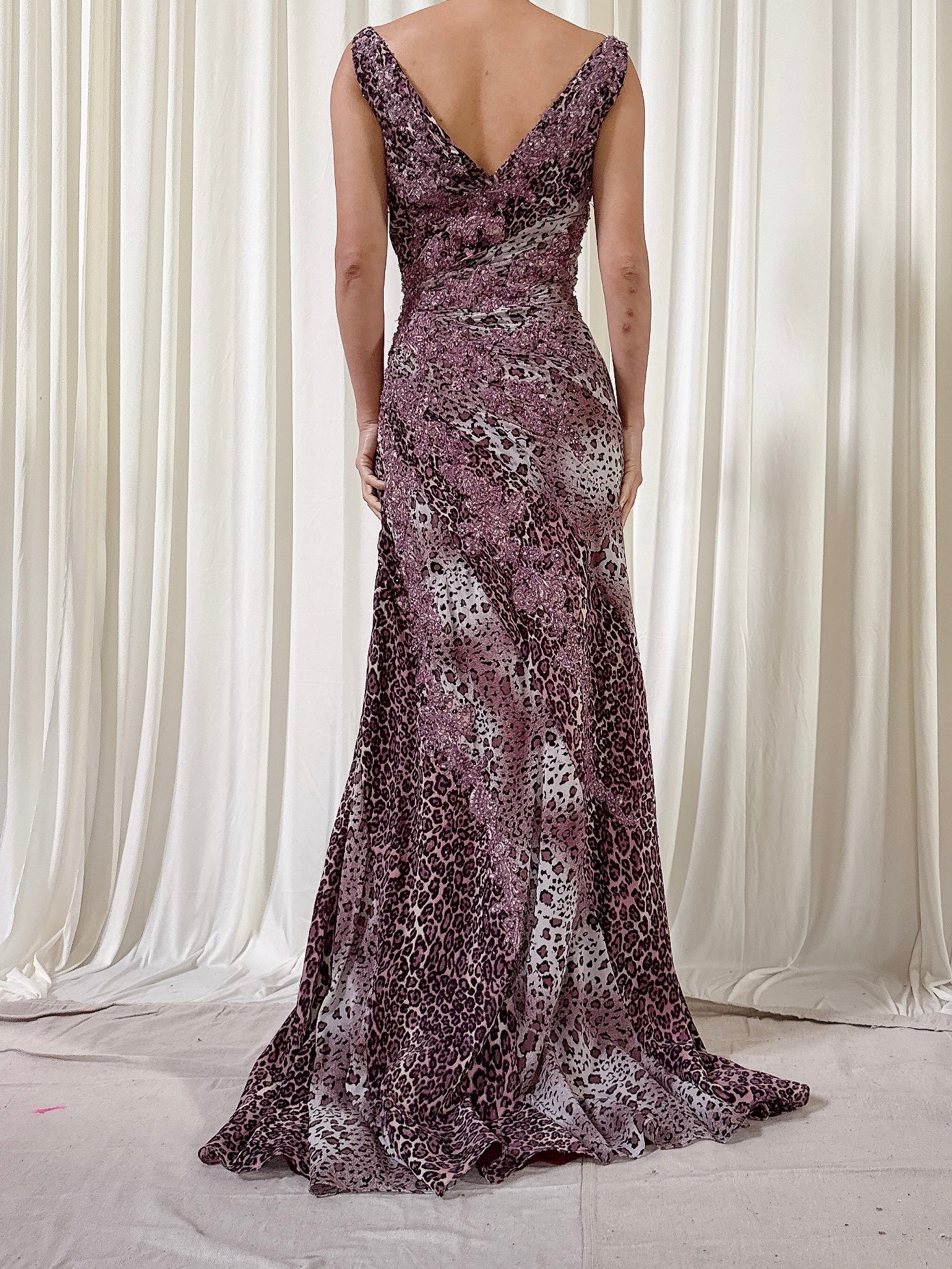 Vintage Steven Yearrick Purple Leopard Dress - US 6