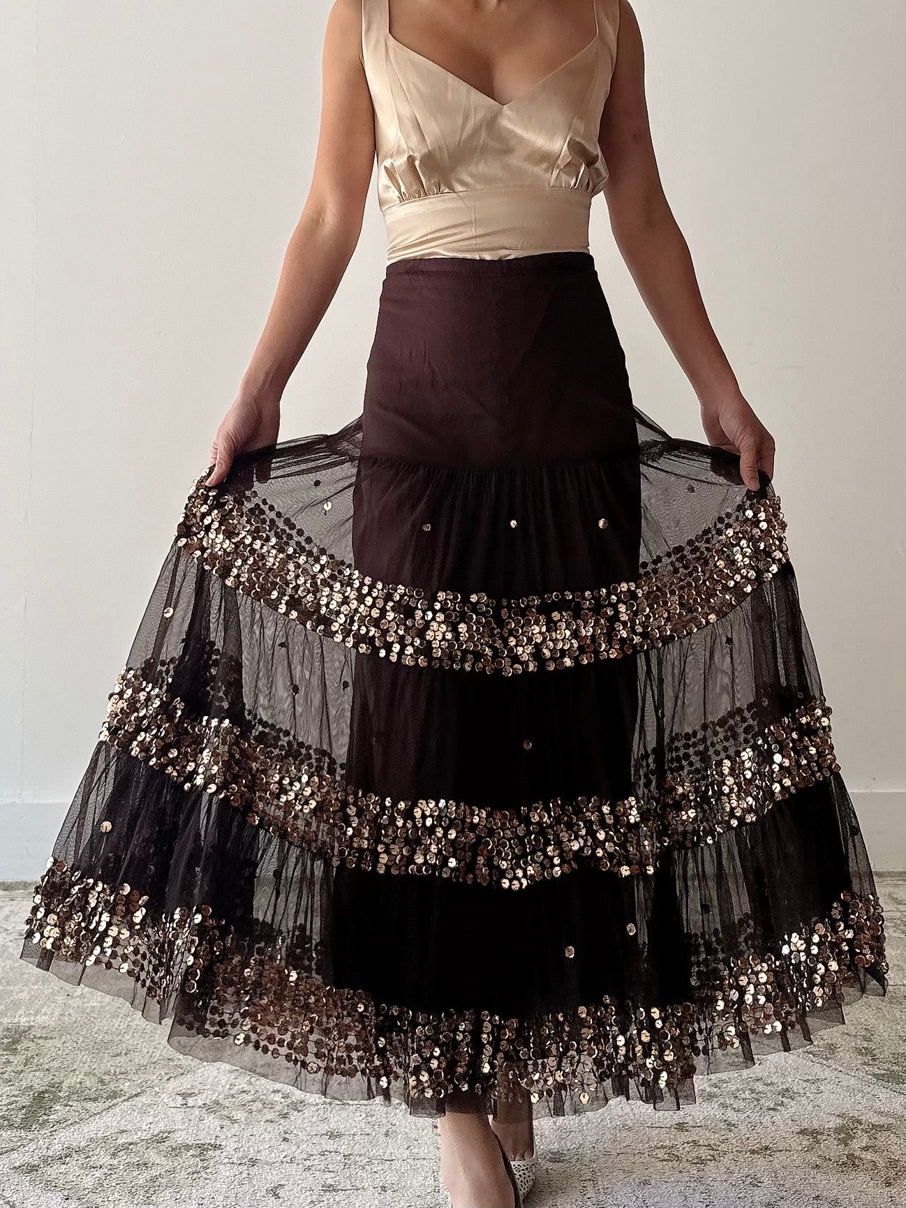 Vintage Sequin Tulle Skirt
