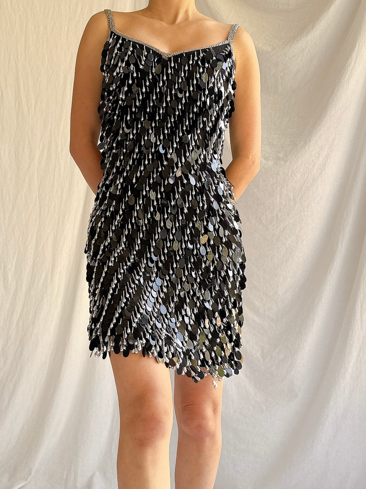 Vintage Silk Beaded Dress - S