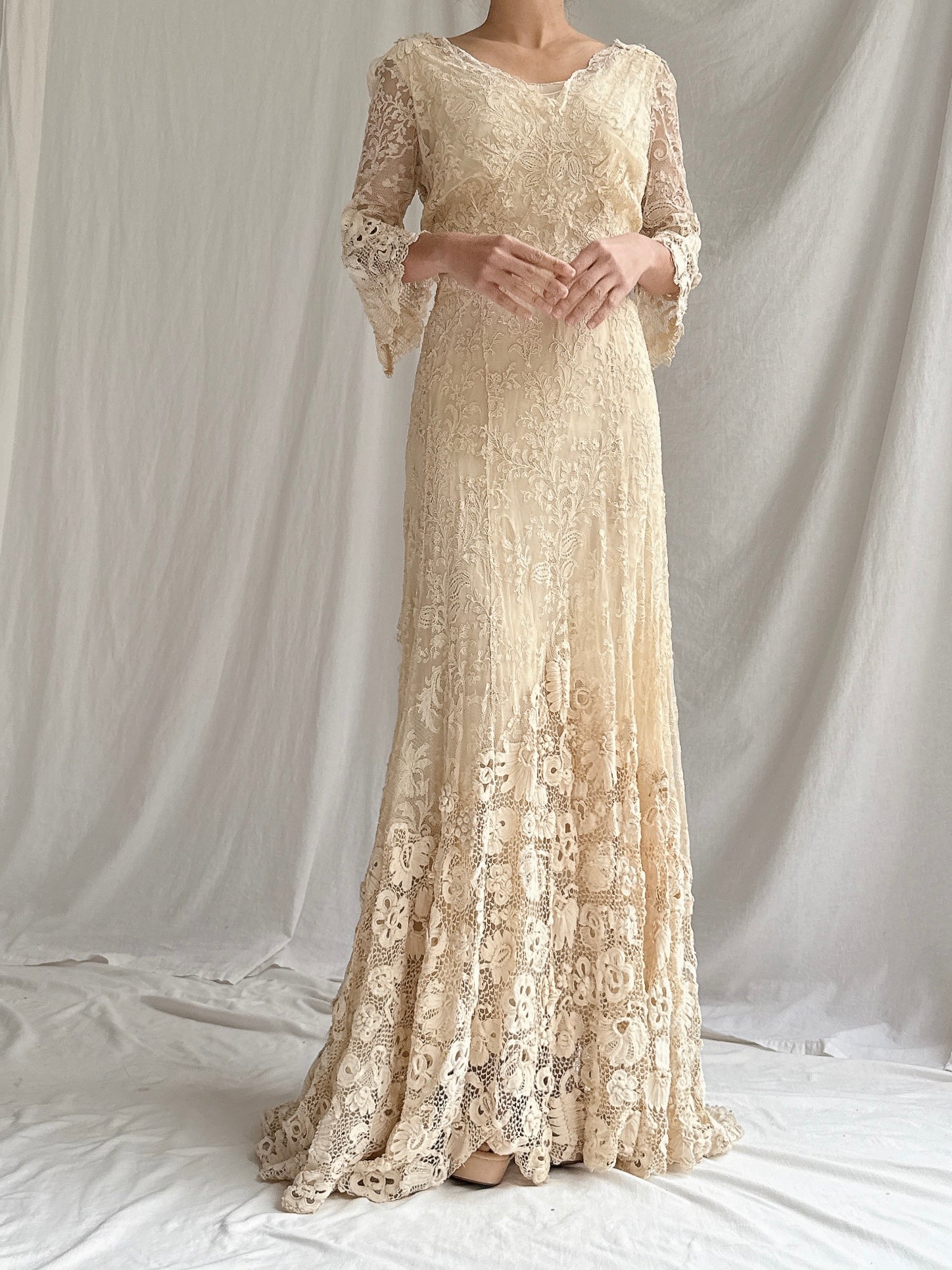 Antique French and Irish Lace Gown - XS
