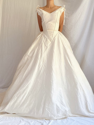 Vintage Fiorella Silk Basque Waist Gown - M