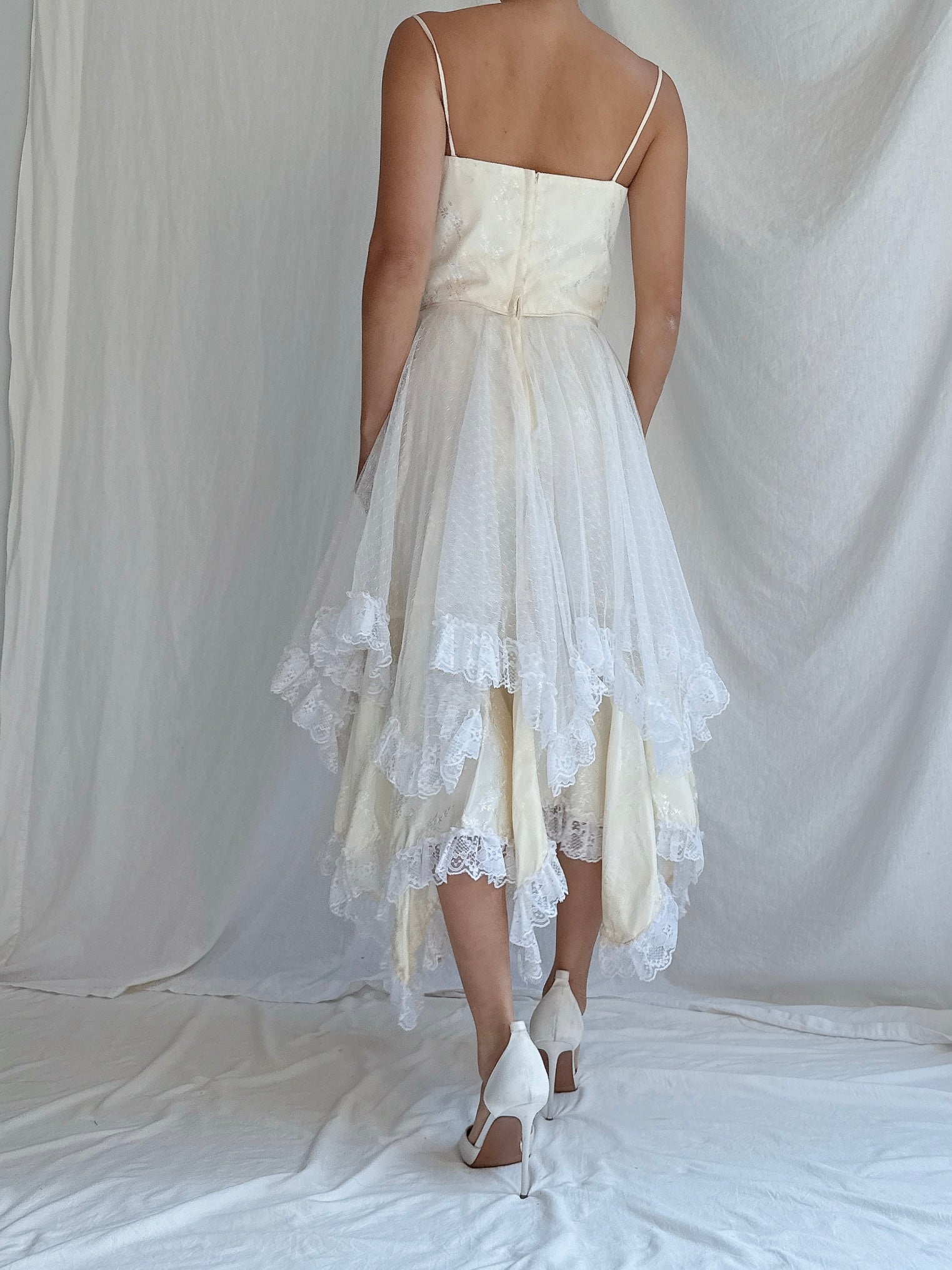 1980s Basque Waist Tiered Dress - XS/2