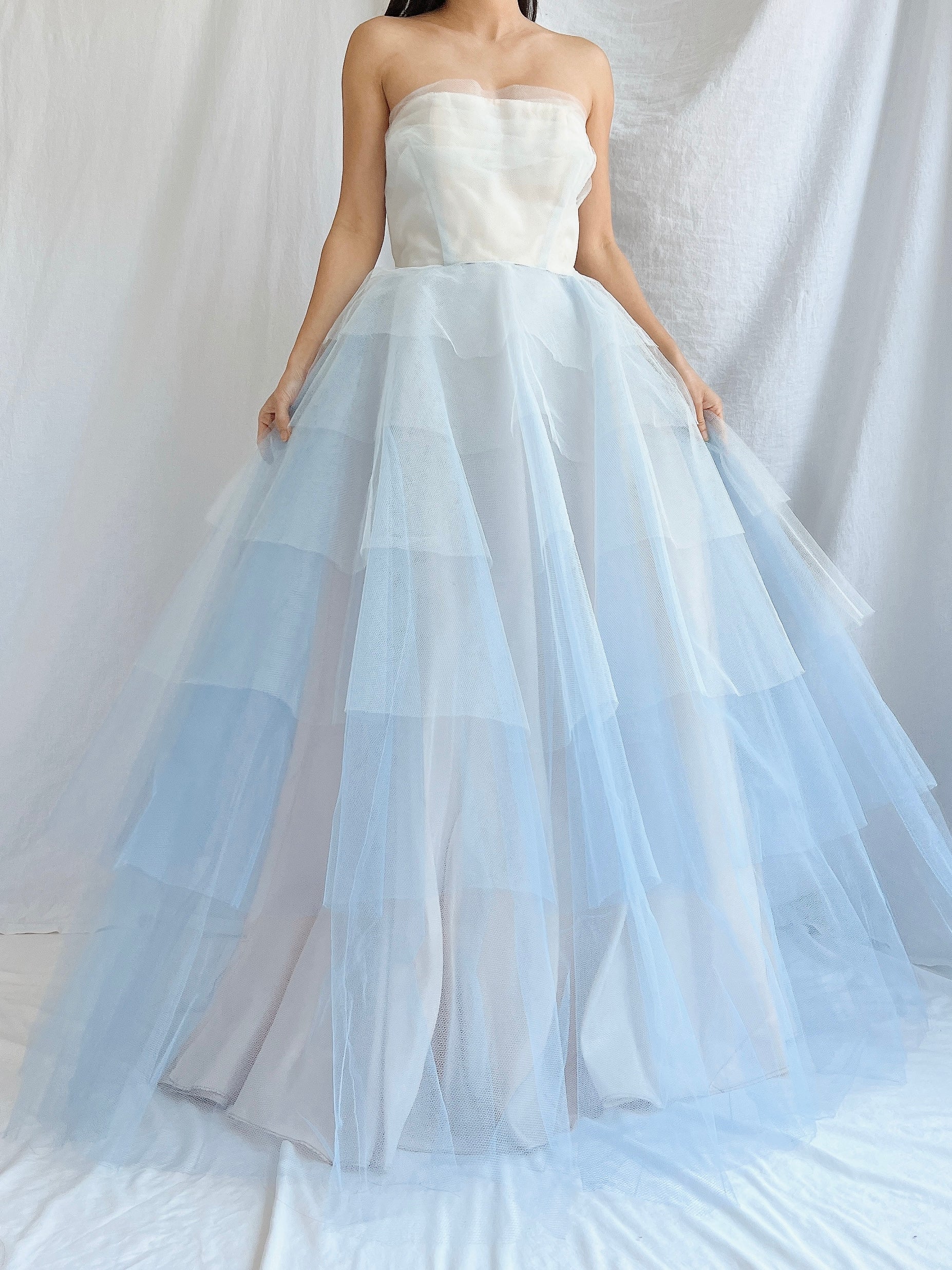 1950s Blue Layered Tulle Dress - XS