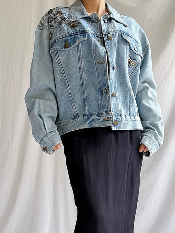 Vintage Oppio Italy Denim Spiderweb Jacket - M