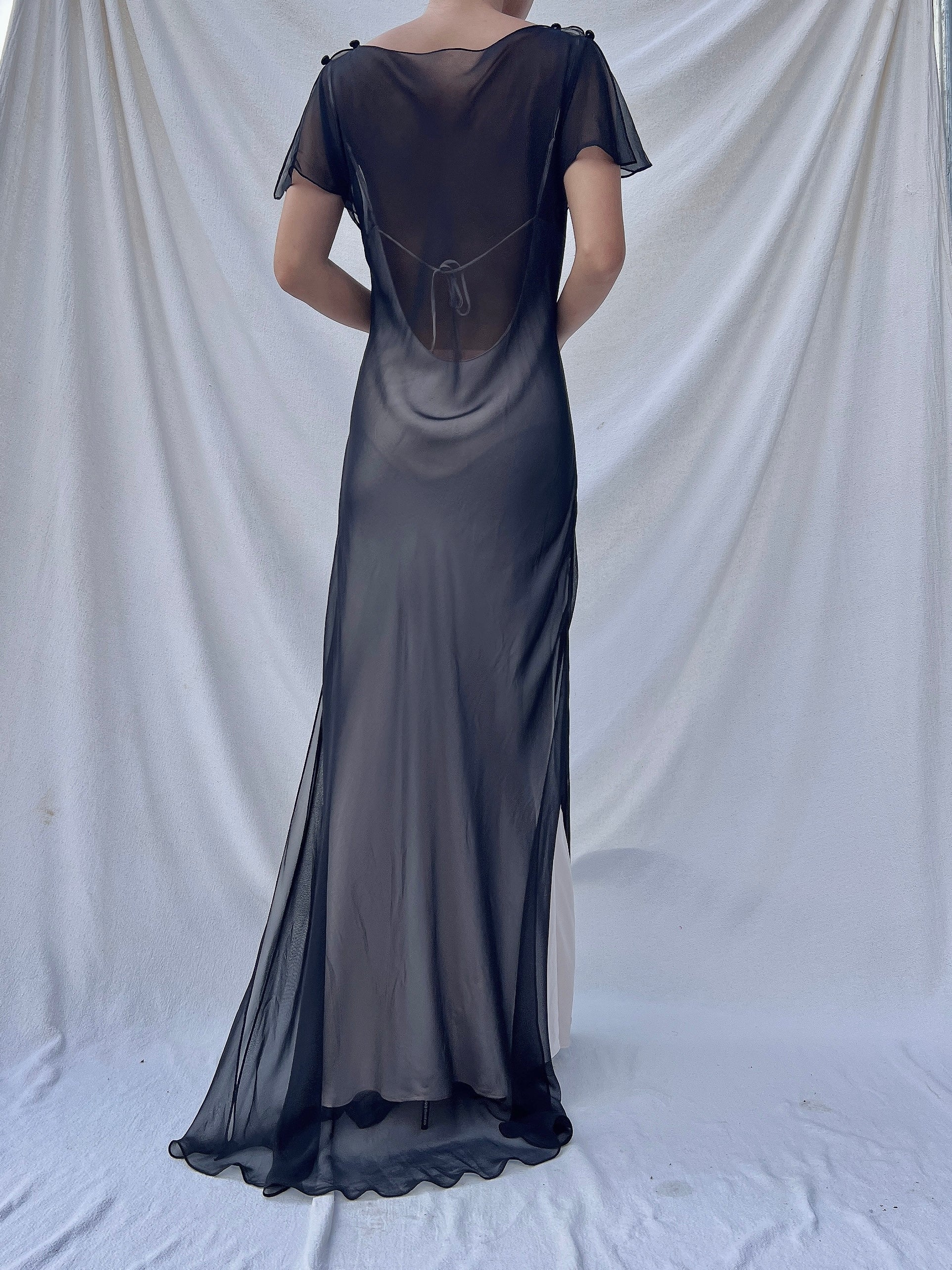 Vintage Sheer Chiffon Gown - S