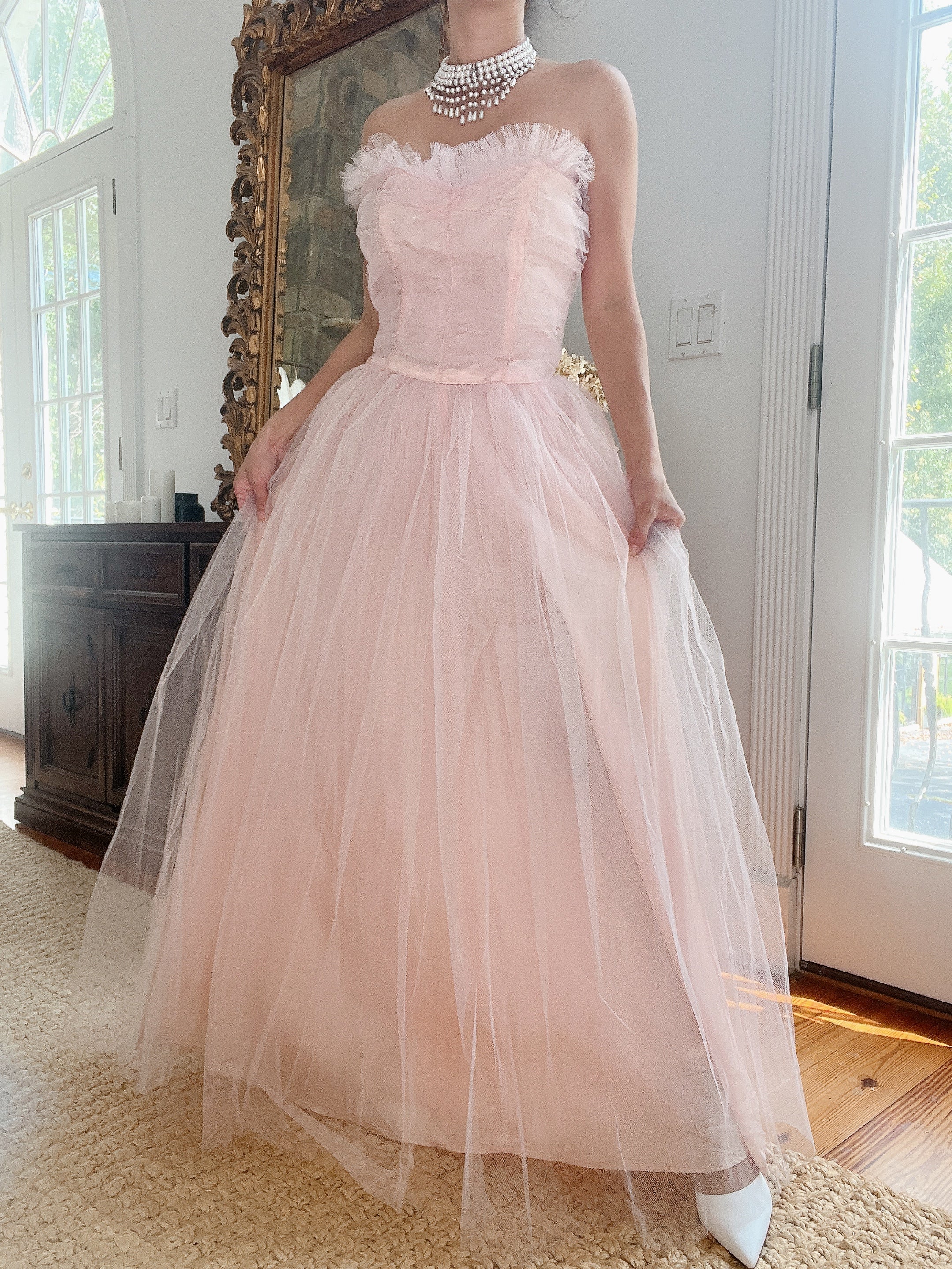 1950s Pink Tulle Dress - XS