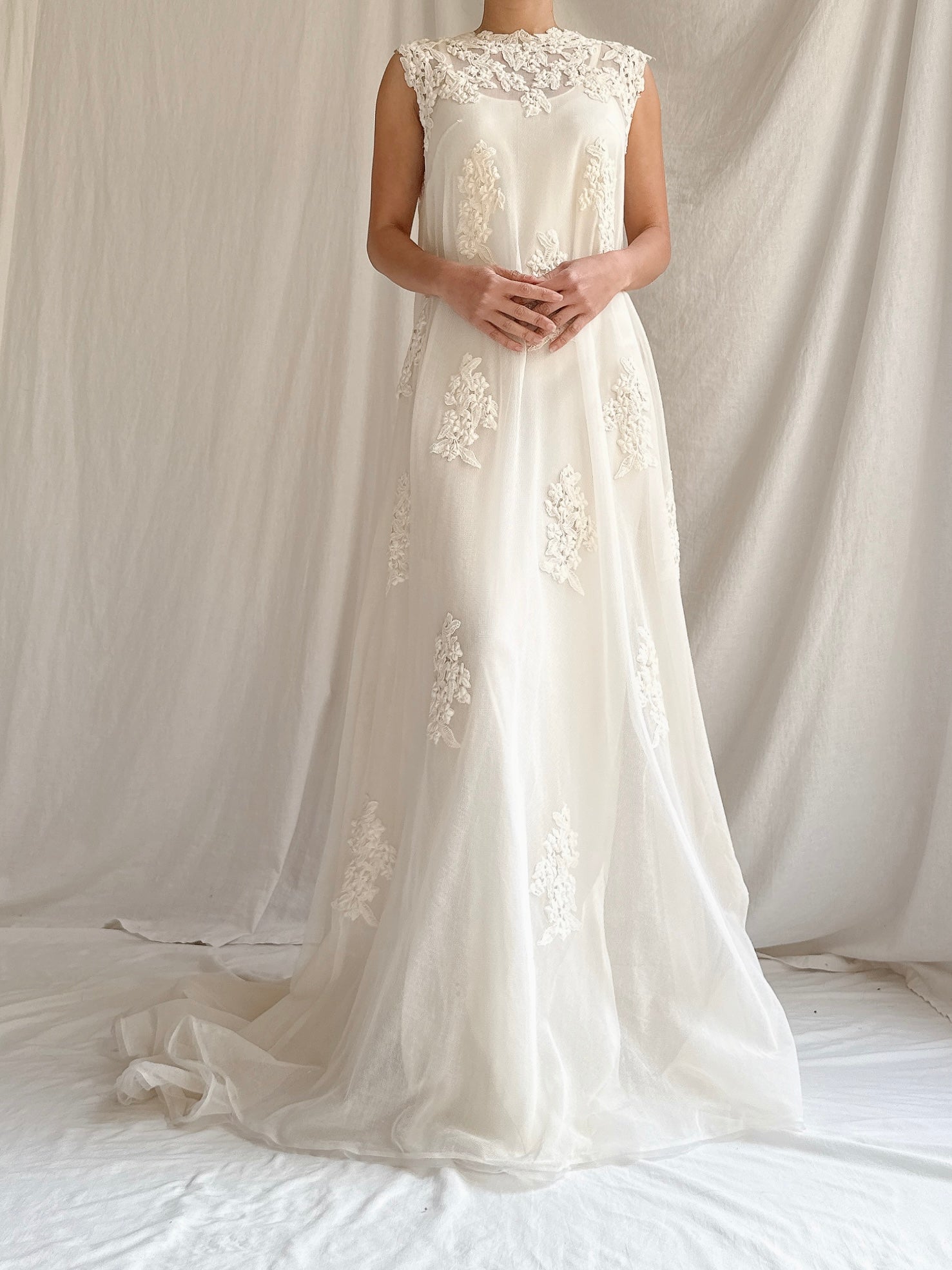 1960s Tulle Embroidered Dress - Size 2/XS