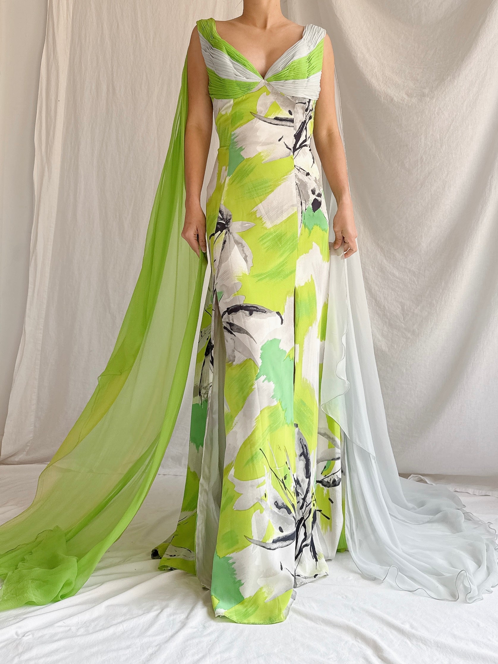 Vintage Thierry Huet Silk Abstract Gown - S