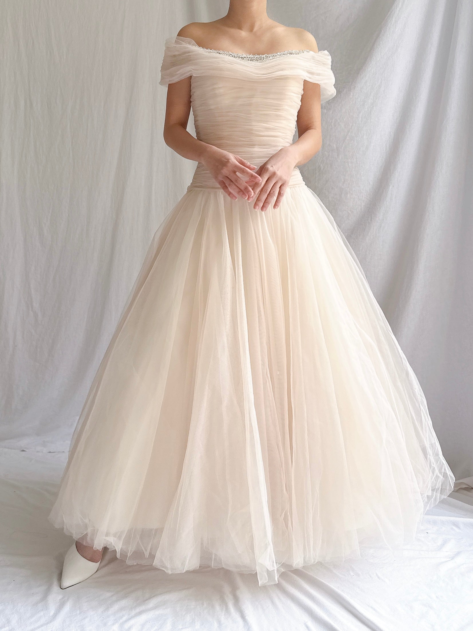 Vintage Ian Stuart UK Peach Nude Tulle 2-Piece - S/M 6/8