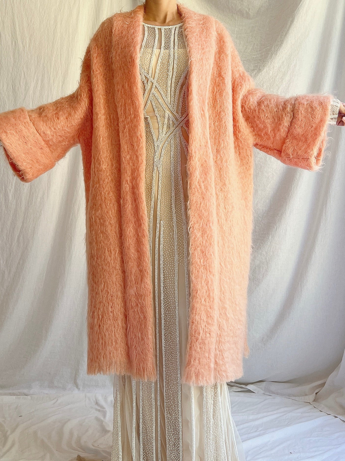 1950s Sherbet Mohair Coat - M