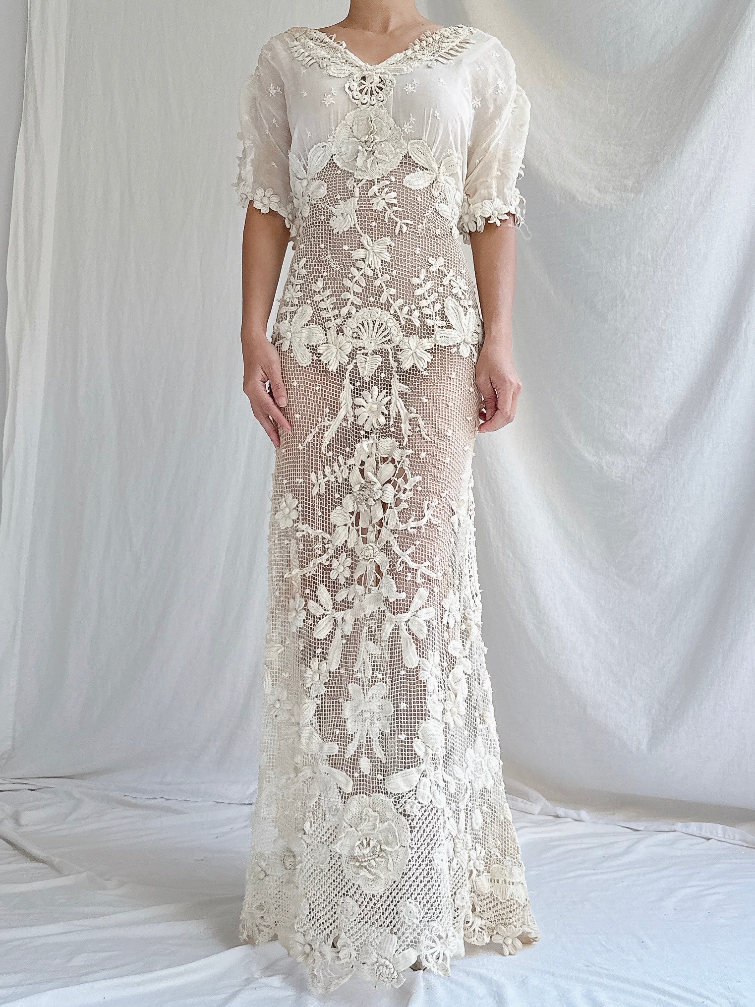 Antique Irish Lace Gown - S