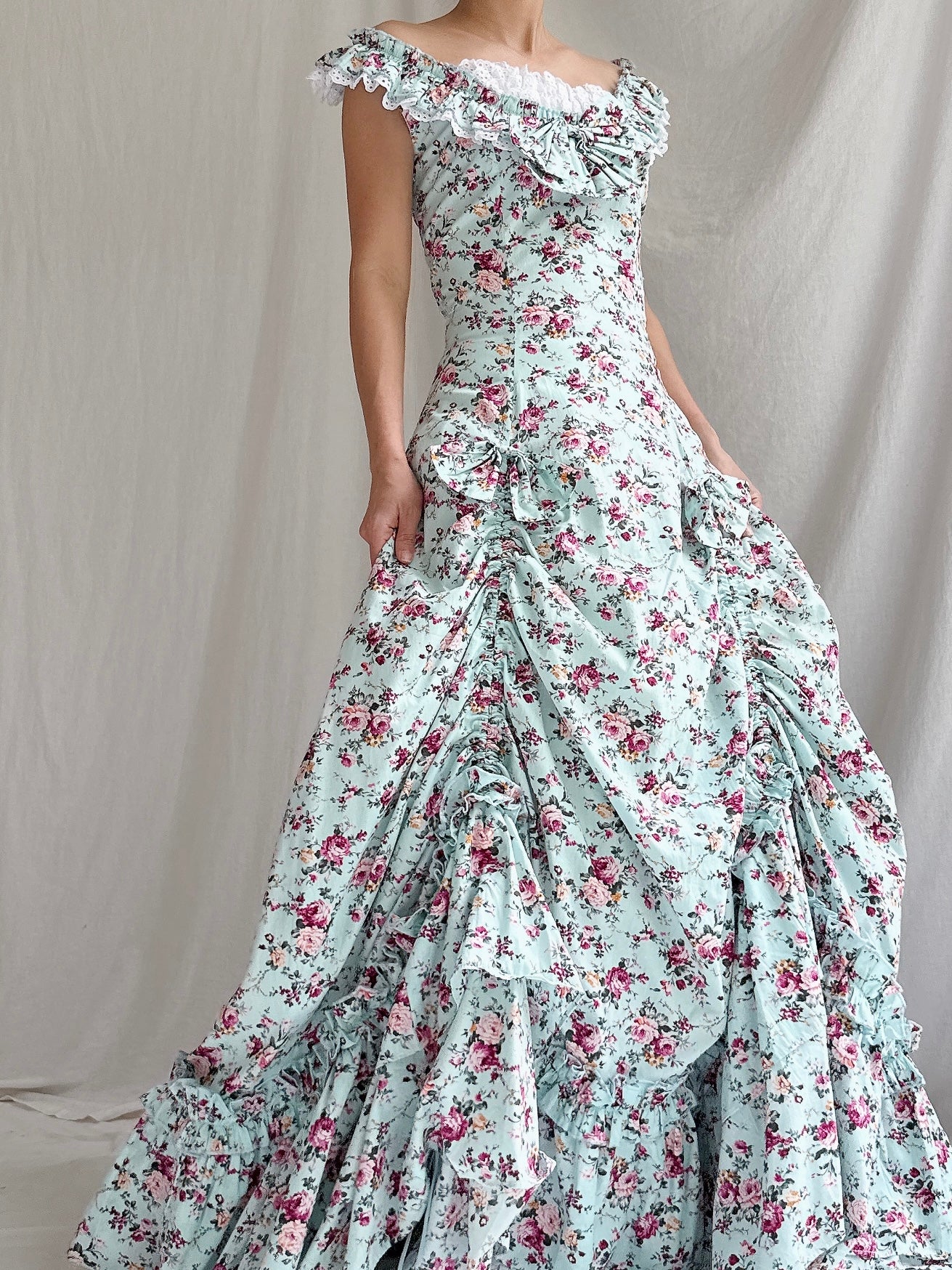 Vintage Cotton Floral Dress - XS-M