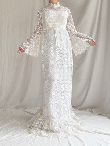 1970s Crochet Column Dress - S