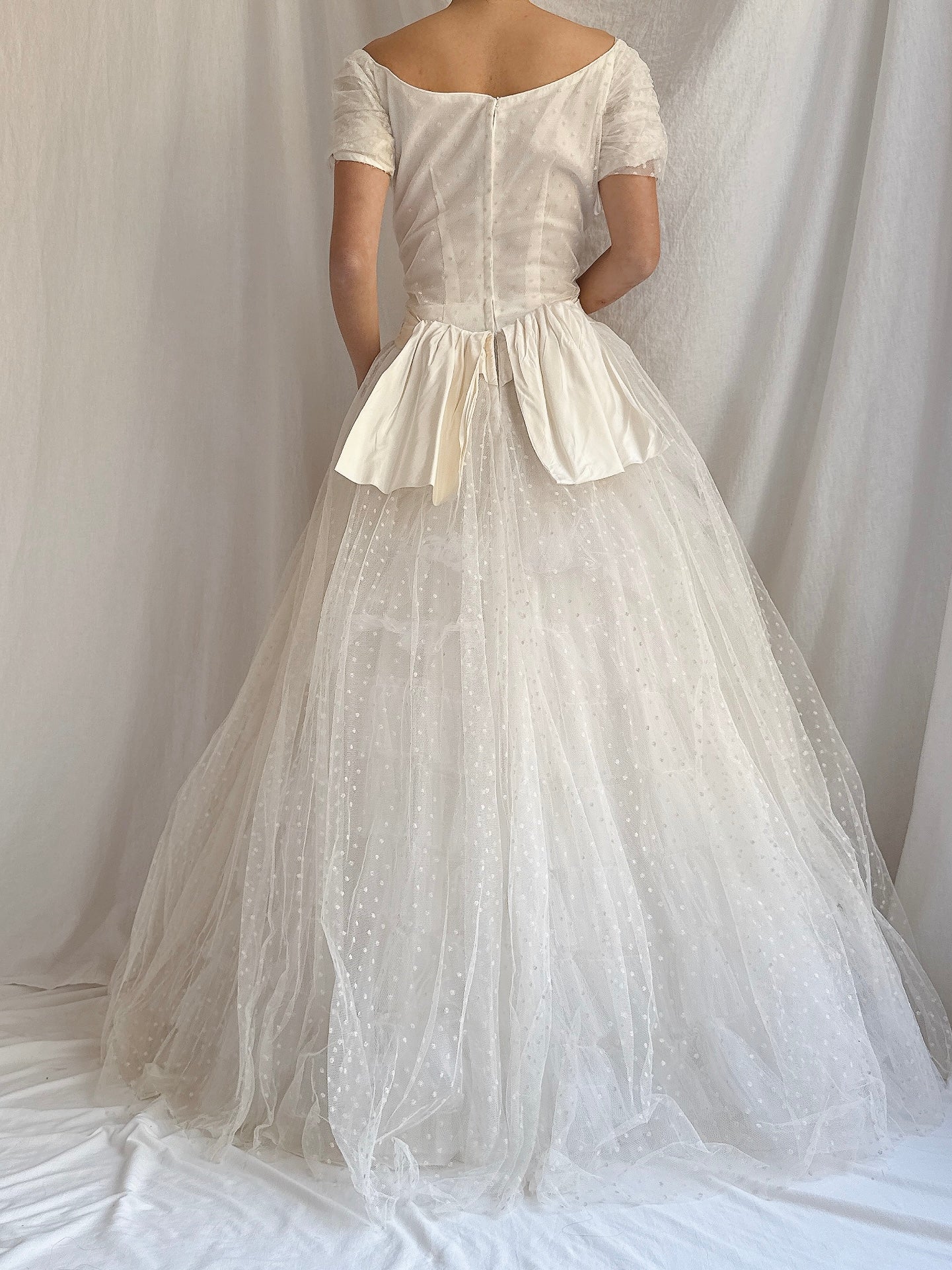 1950s Swiss Dot Tulle Gown - S