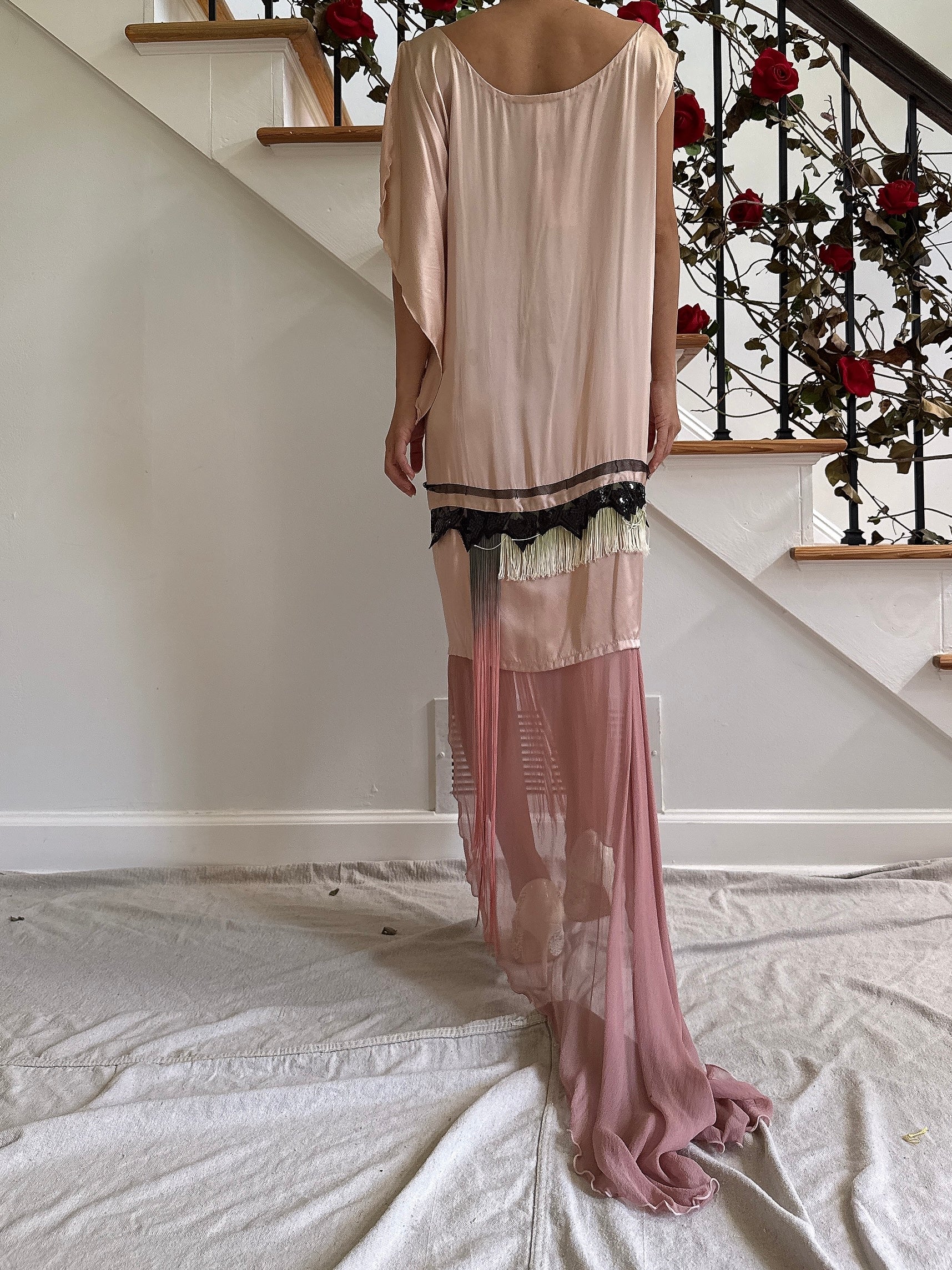 Vintage Chez Hai Paris Hand Beaded Silk Tunic - L