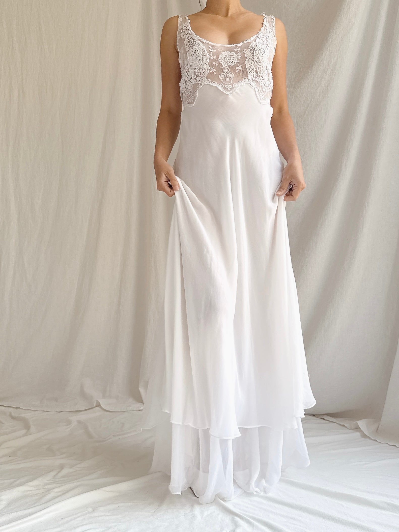 Vintage Chiffon Slip Dress - M