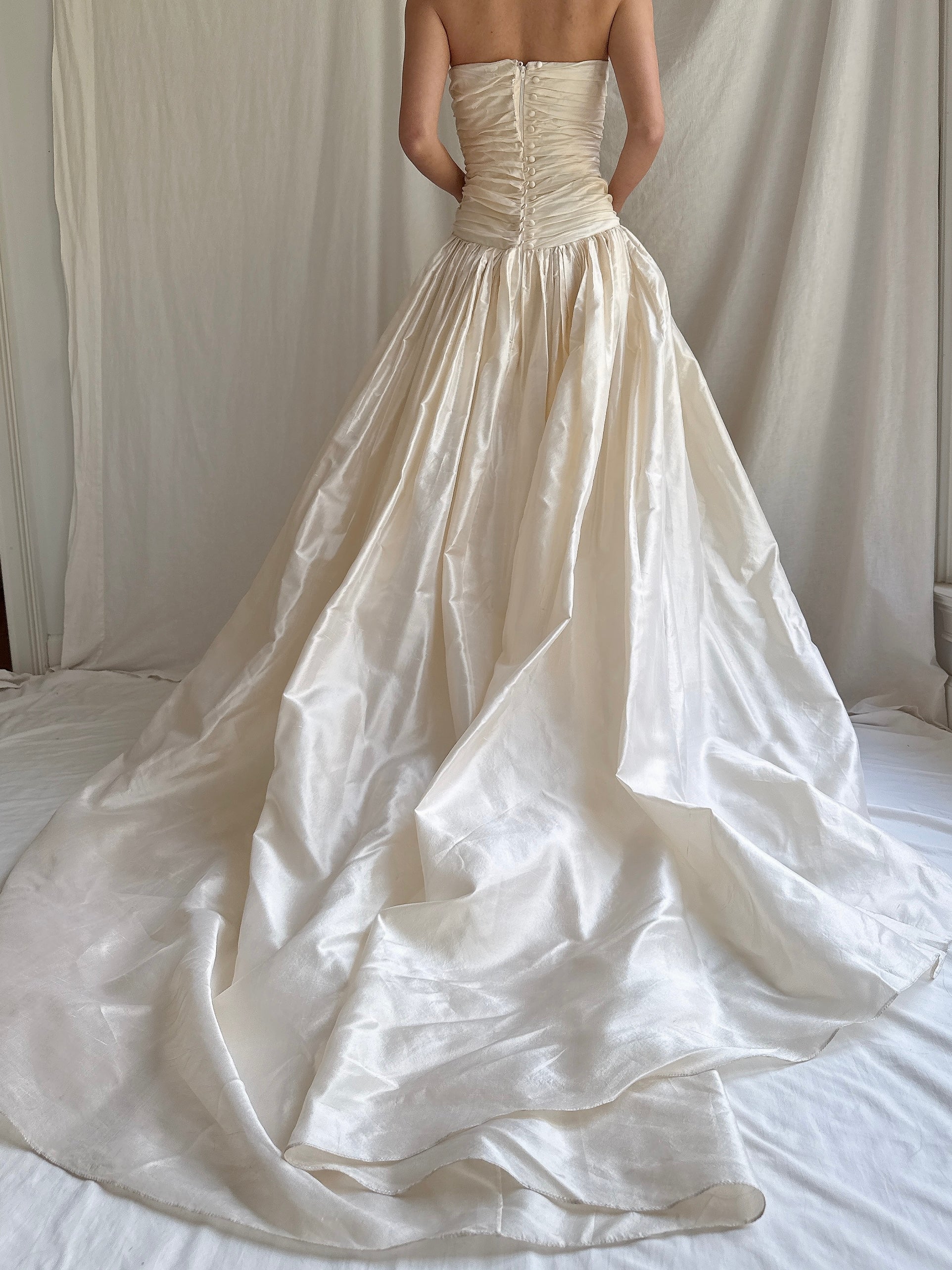 Vintage Silk Strapless Gown - M/8