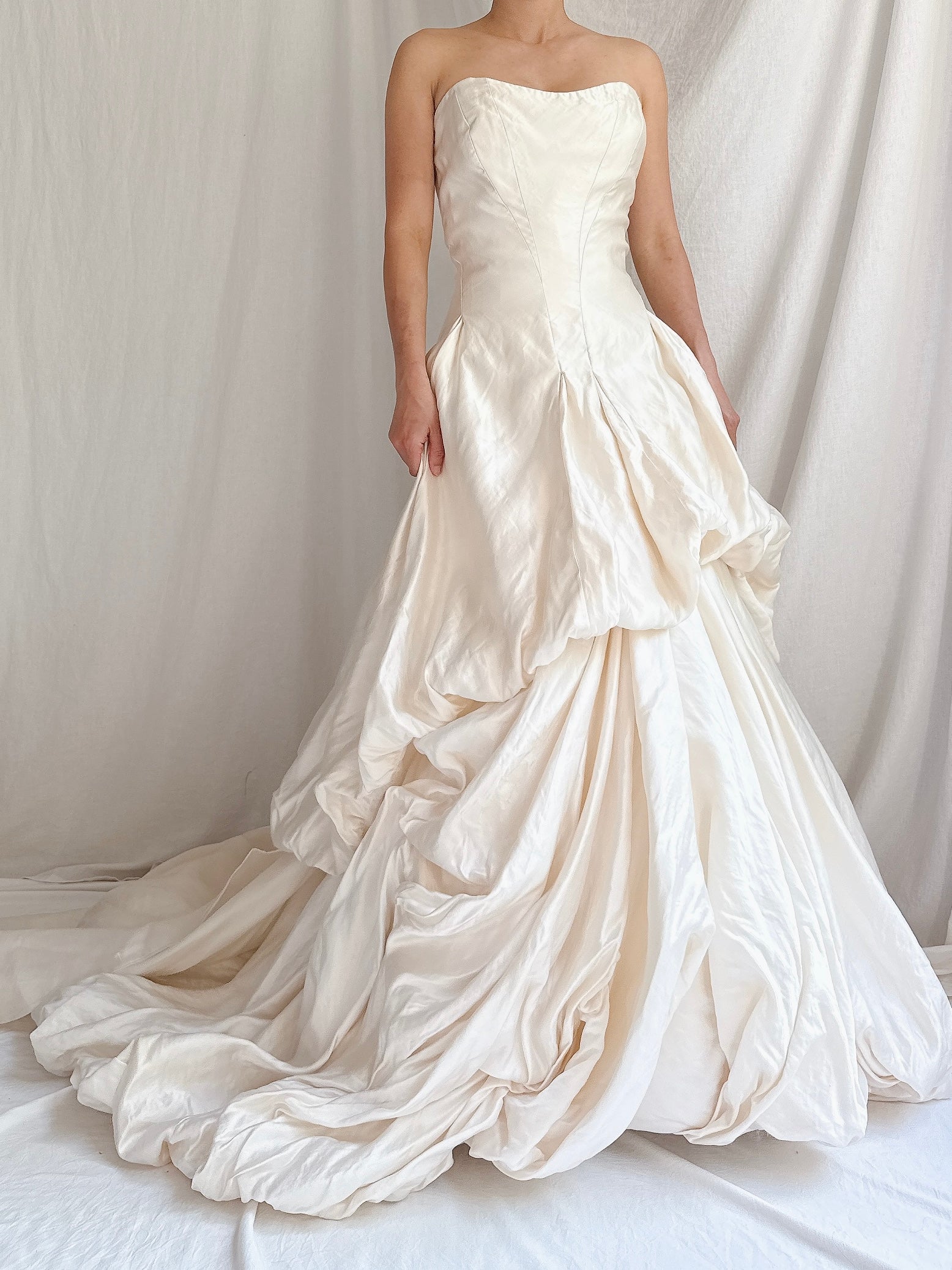 Vintage Silk Anna Maier Corset Draped Gown - M-L