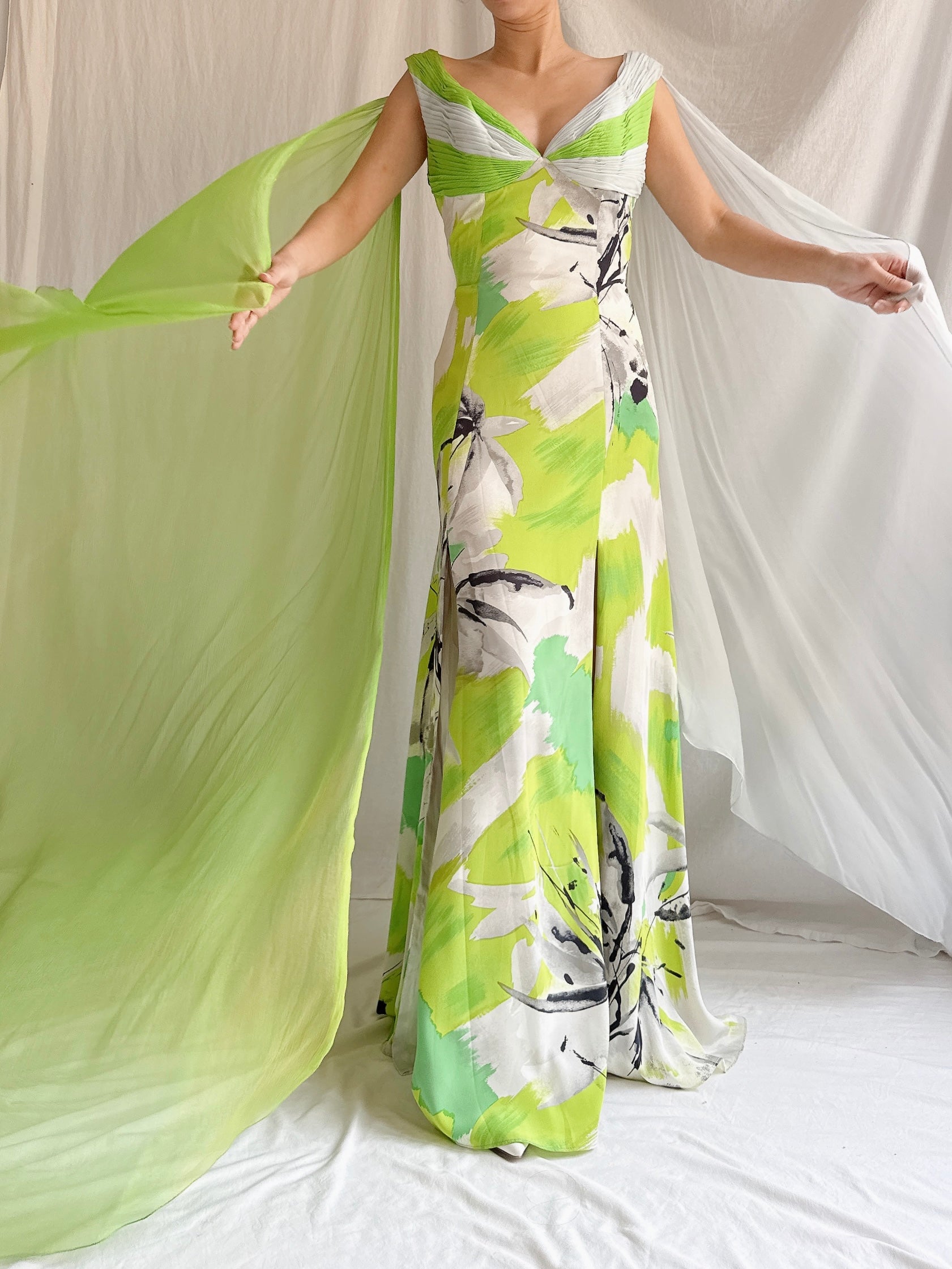 Vintage Thierry Huet Silk Abstract Gown - S