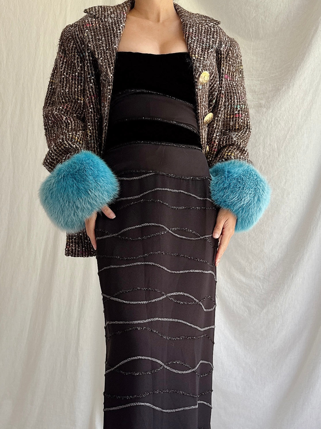 Vintage Tweed and Fox Fur Trim Jacket - M