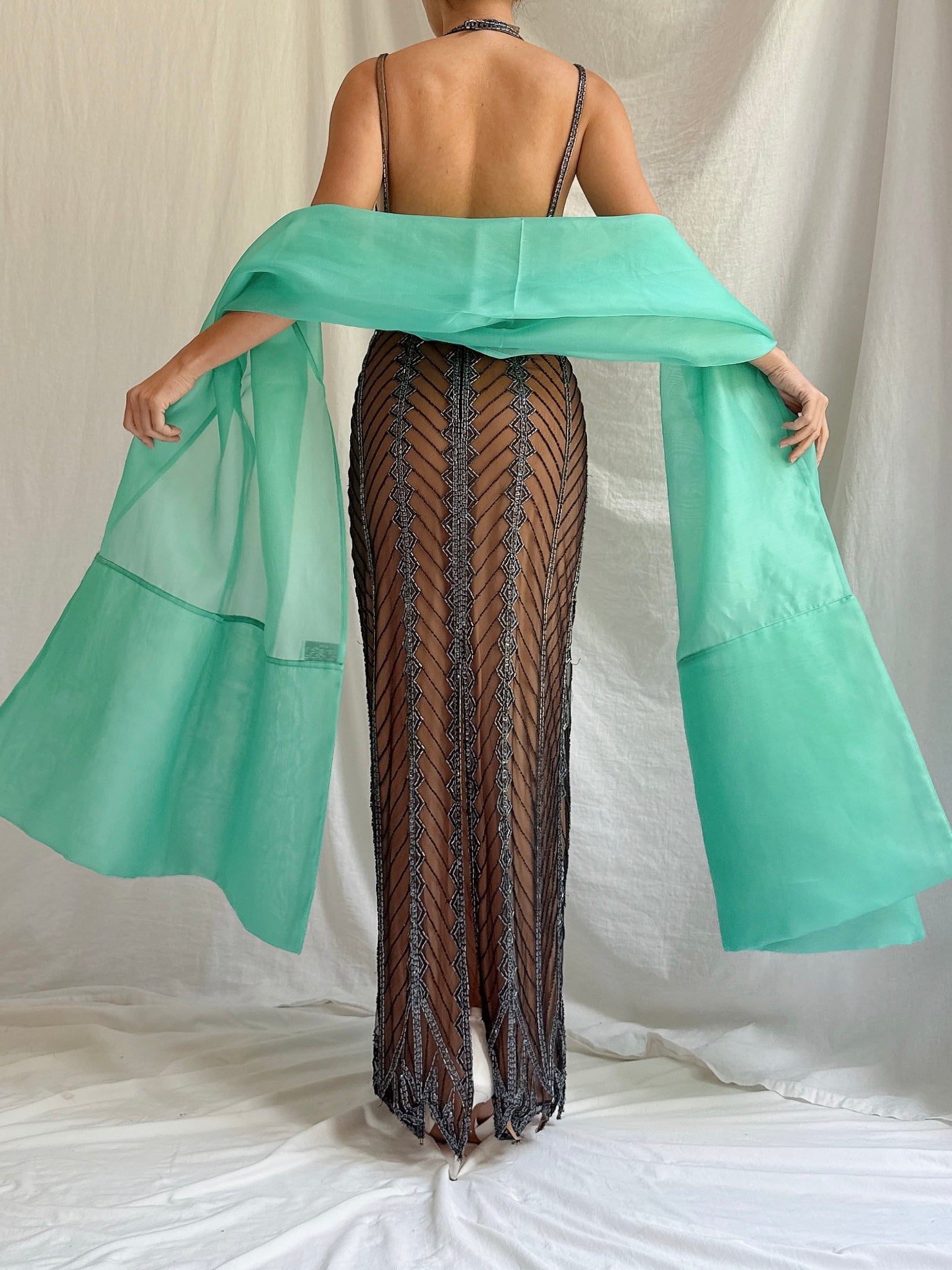 Vintage Silk Organza Shawl - OSFM