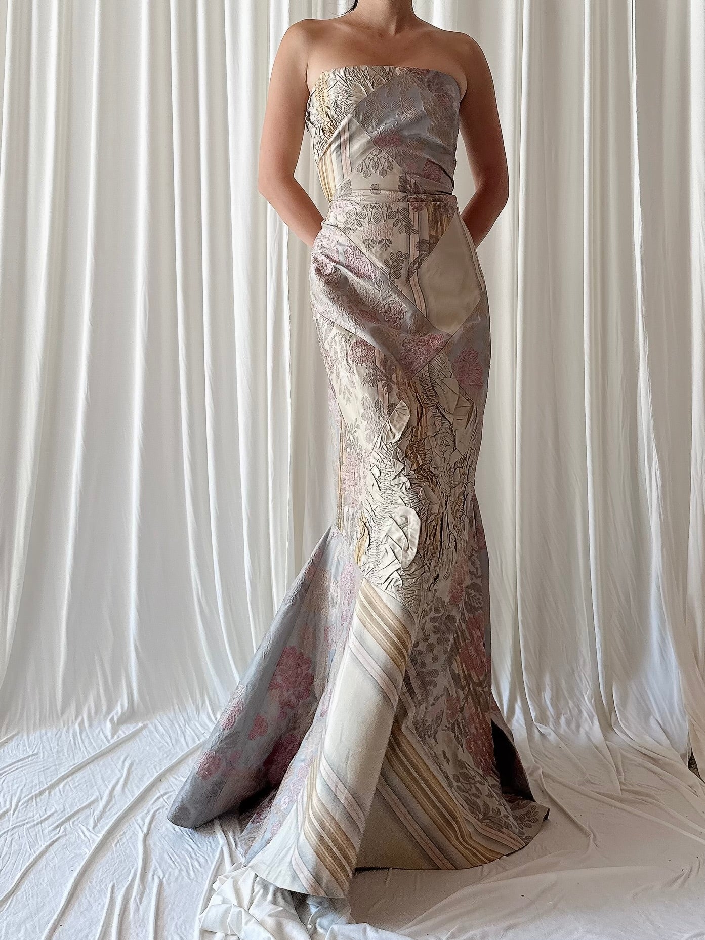 Vintage Paul Vasseur Silk Brocade Dress - FR 40