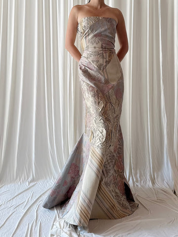 Vintage Paul Vasseur Silk Brocade Dress - FR 40