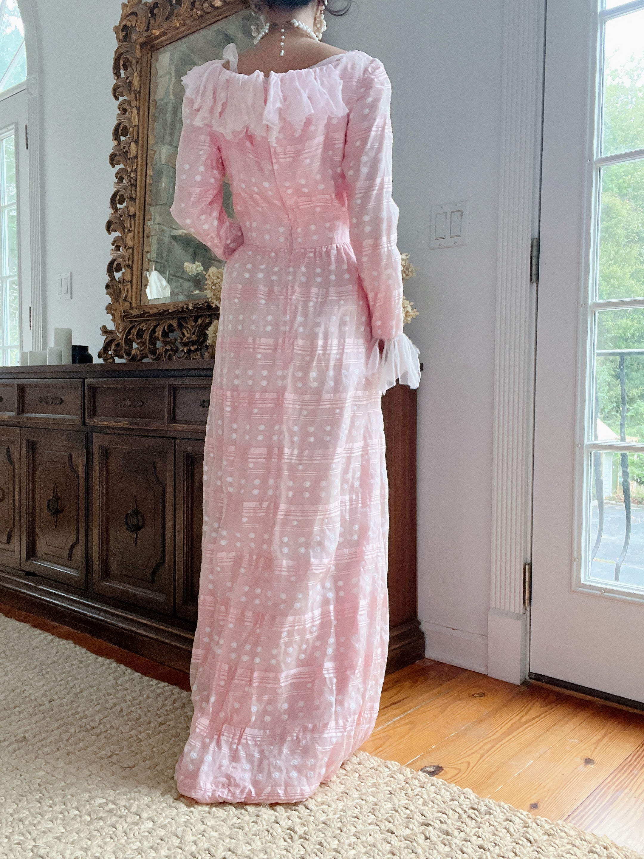 1960s Pink Organza Square Neck Gown - XS/S