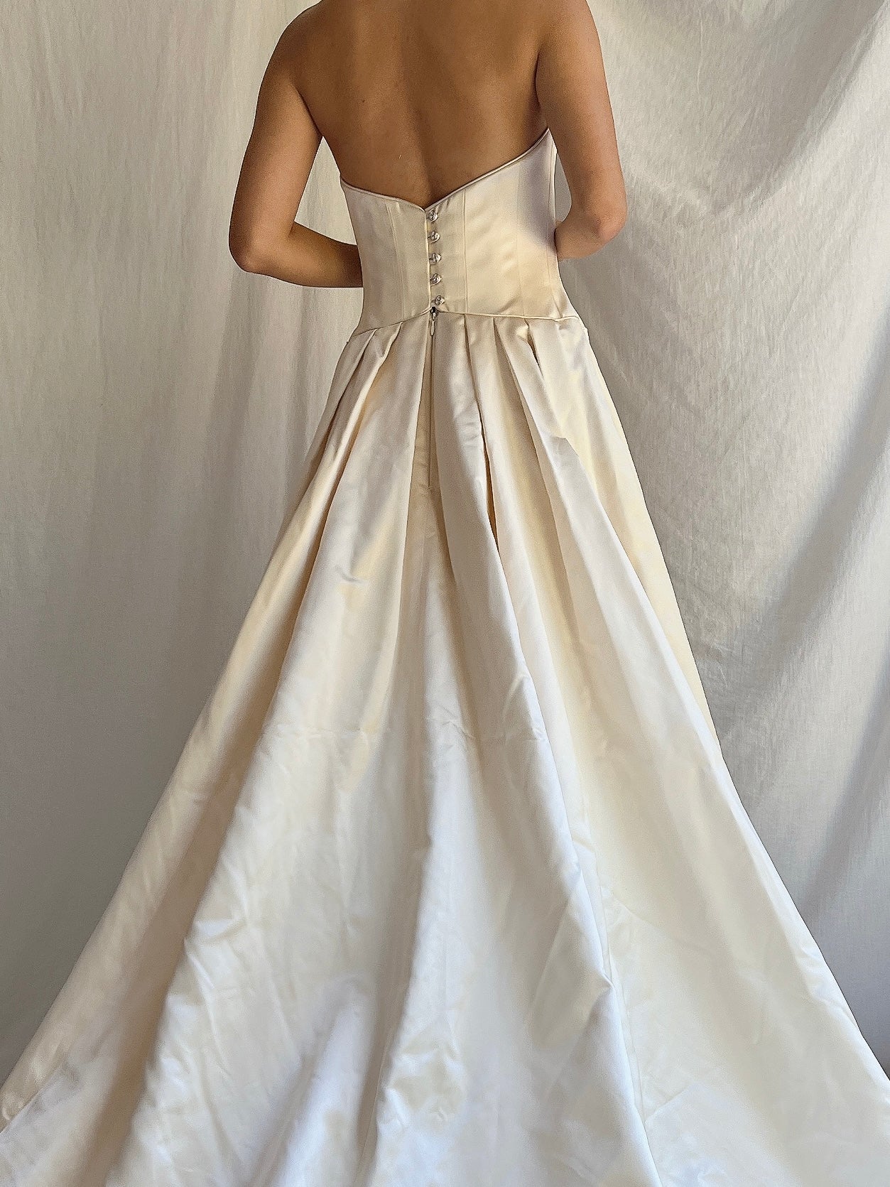 Vintage Silk Bustier Dropped Waist Gown - L/10