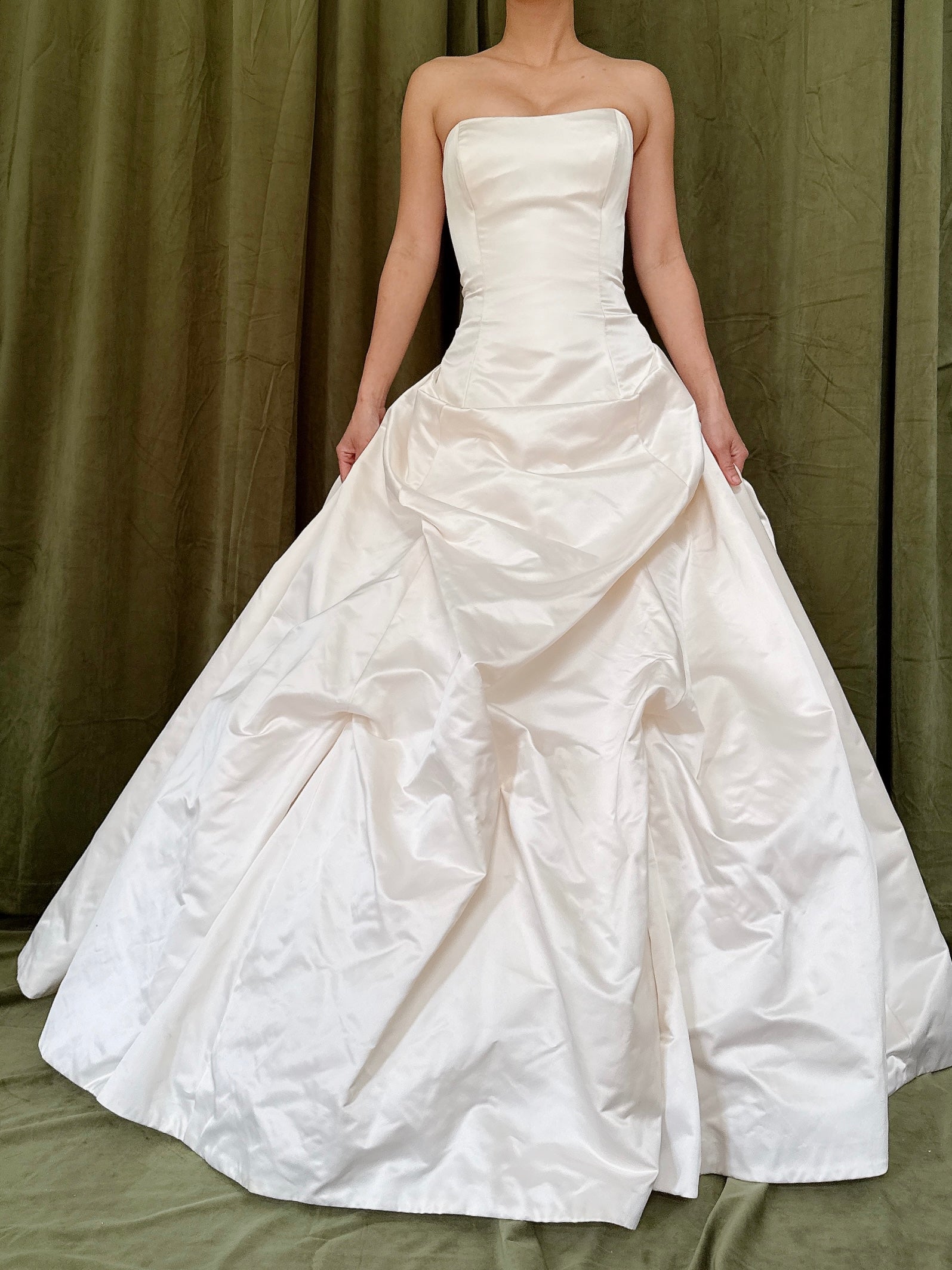 Vintage Satin Silk Strapless Gown - M/8