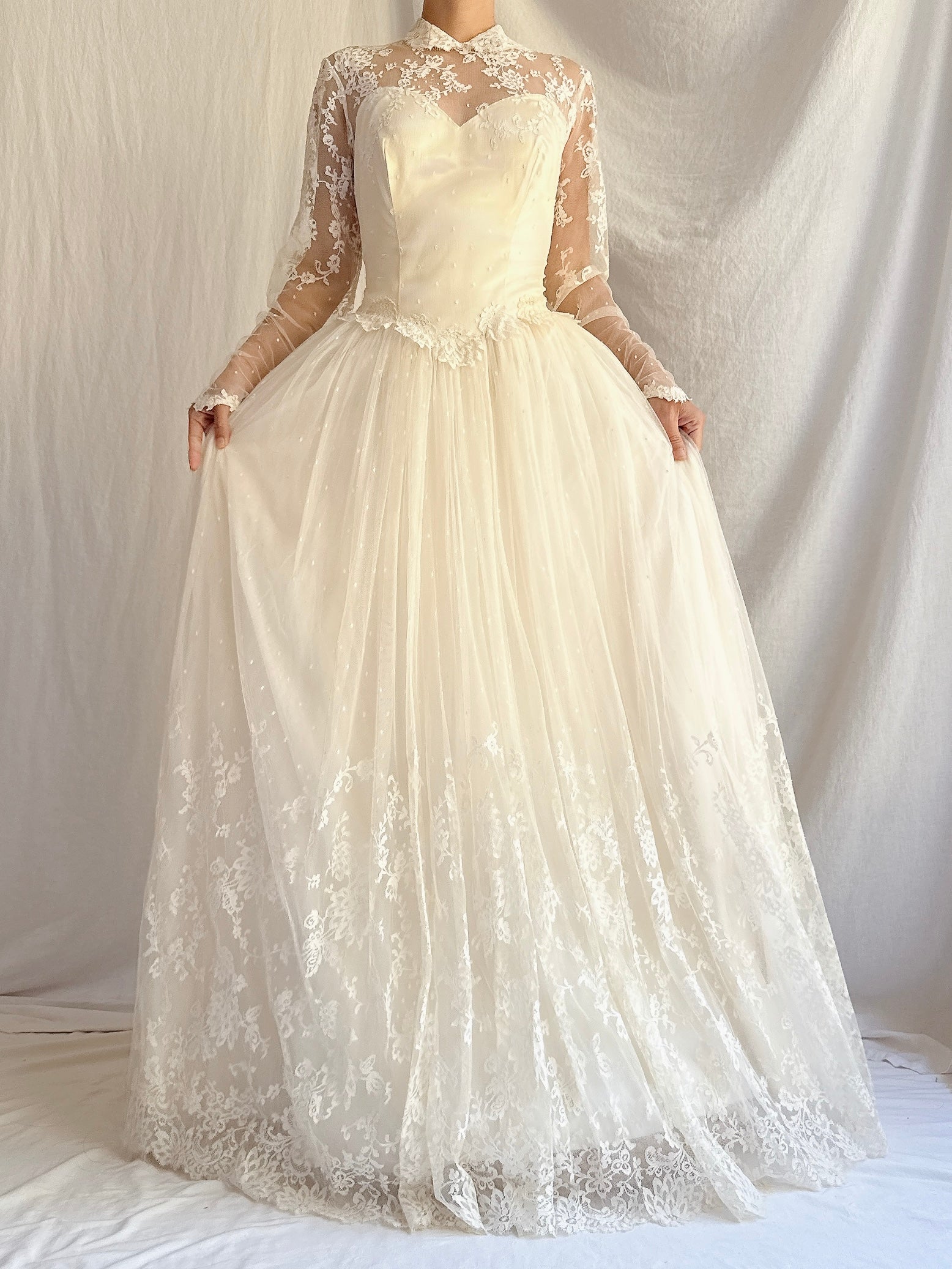 Vintage Silk Lace Gown - Size XS/S