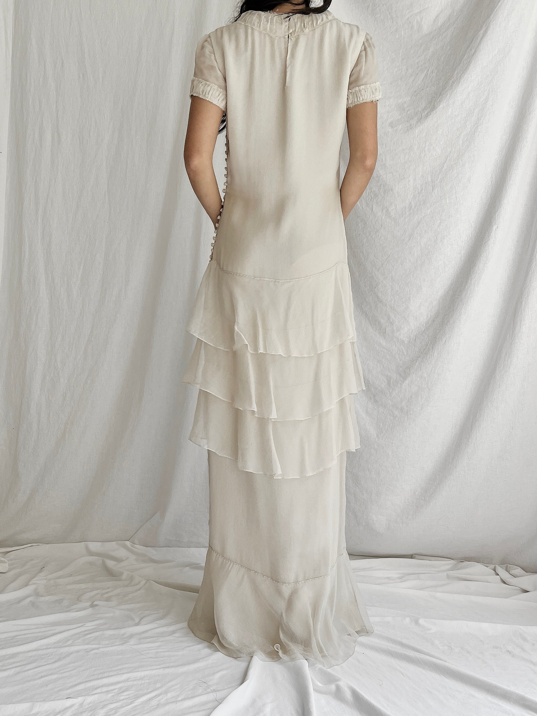 J. Mendel Oyster Silk Chiffon Gown - M