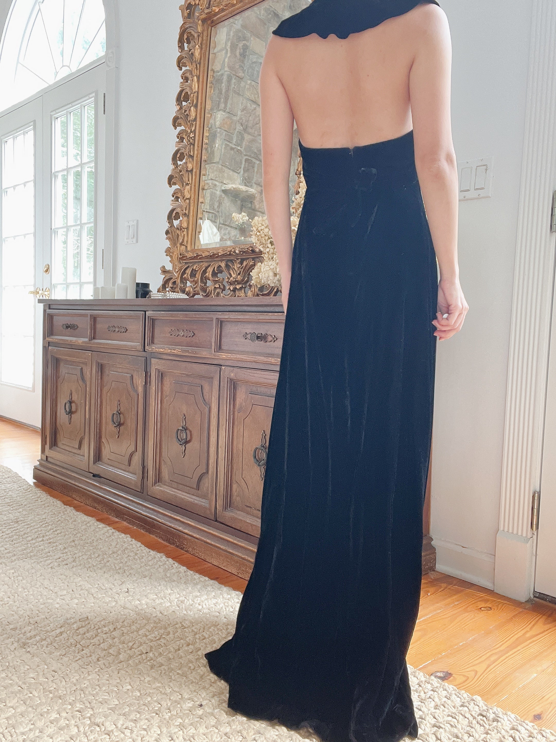 1940s Black Velvet Gown - XXS