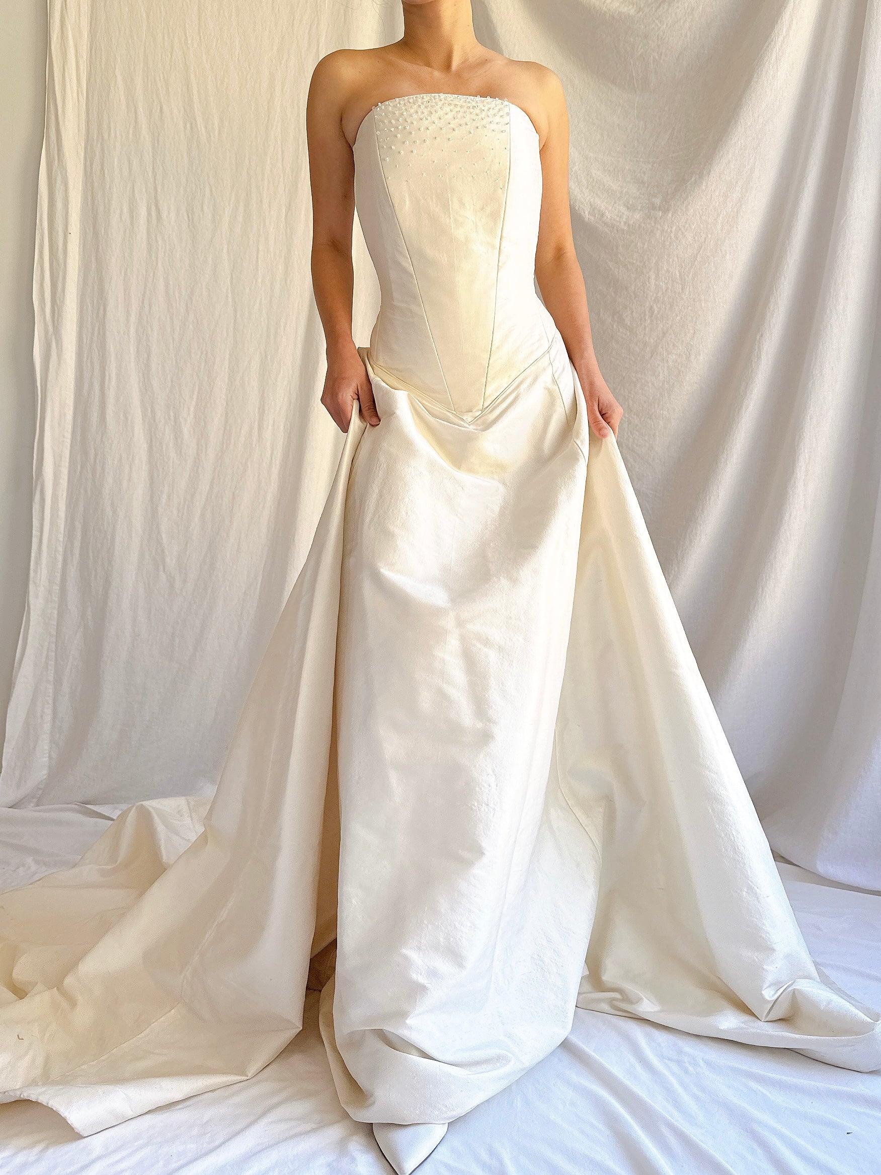 Vintage Silk Basque Waist Gown - M