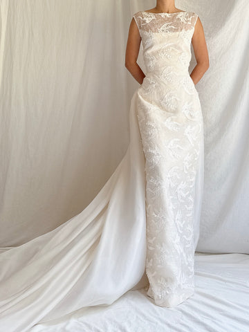 Vintage Silk Organza Lily-of-The Valley Gown - S