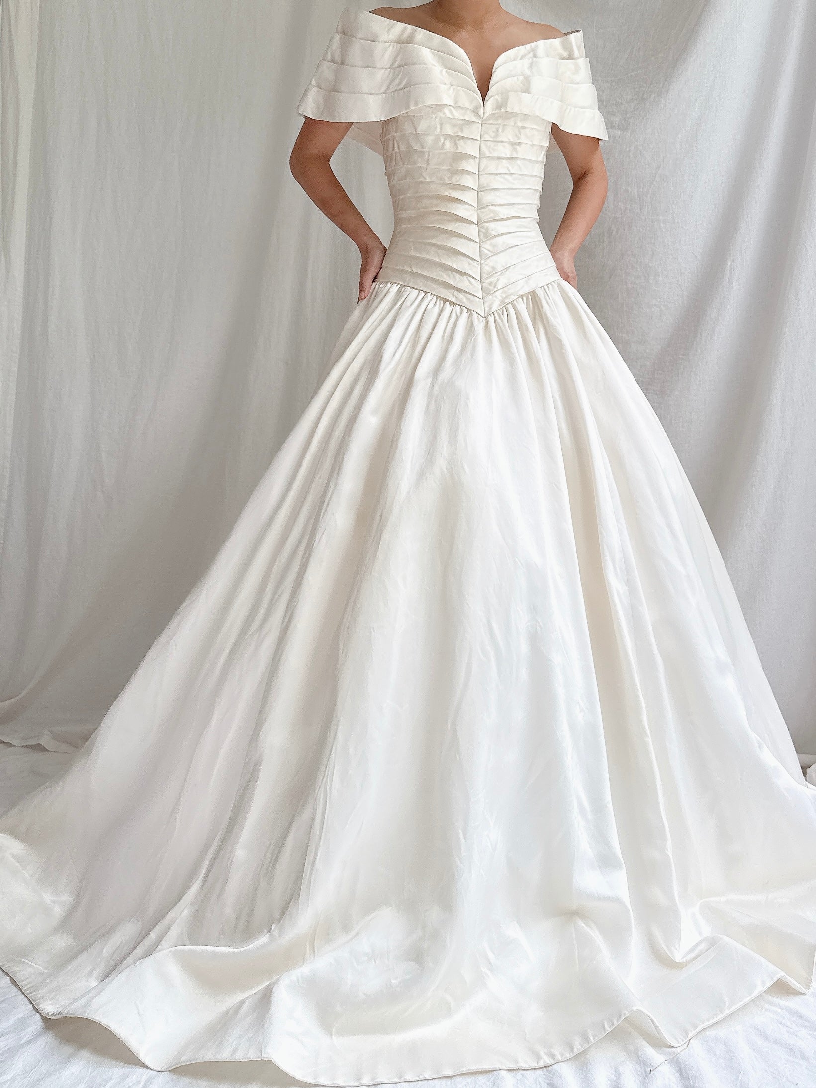 Vintage Scaasi Silk Off-the-Shoulder Gown - S