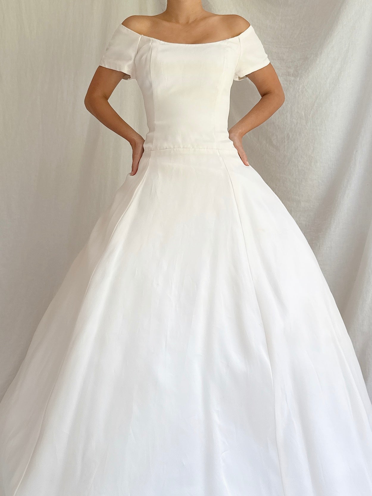 Vintage Silk Organza Boatneck Gown - S/6
