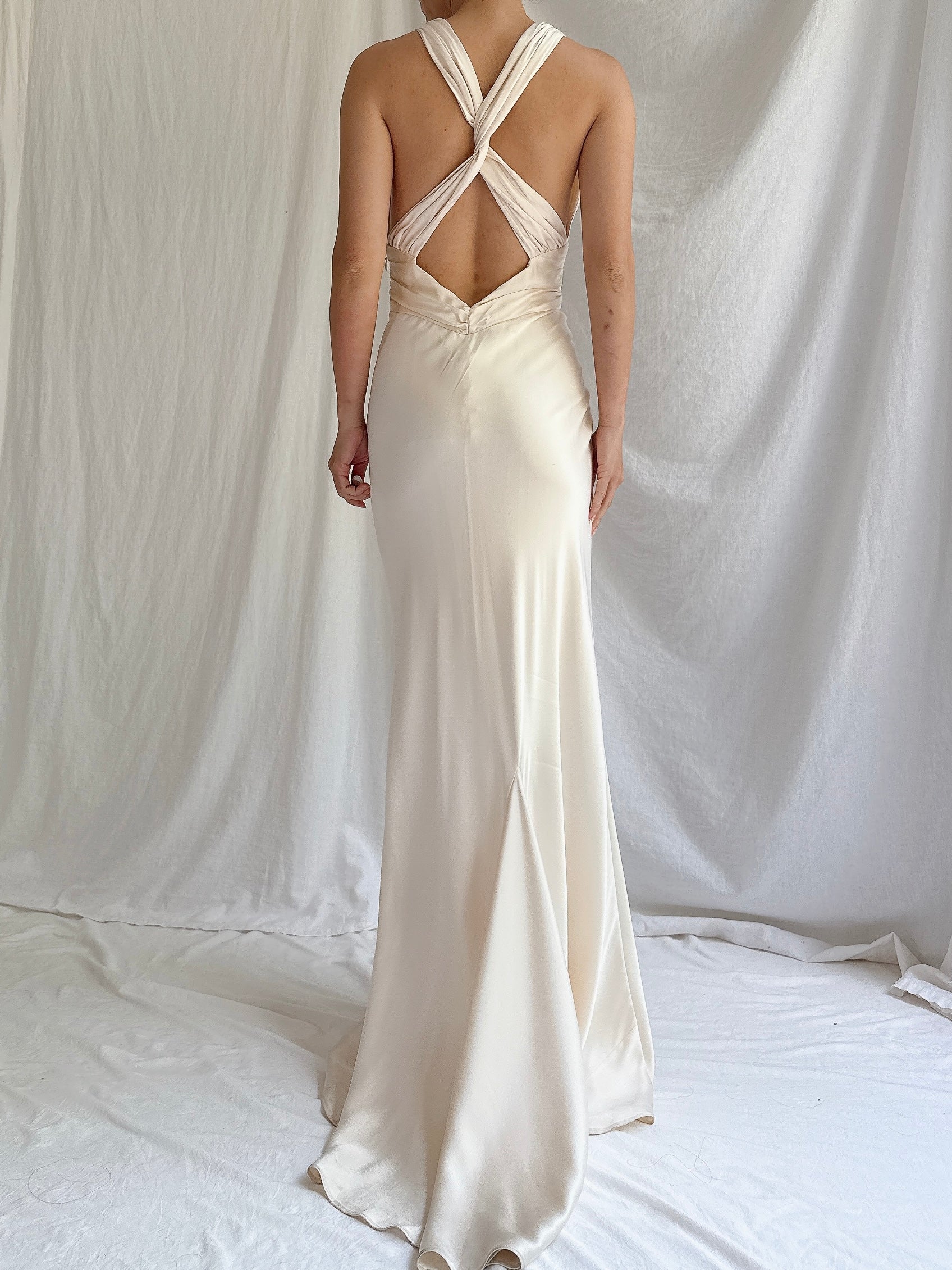 Vintage Silk Plunging Gown - XS/2