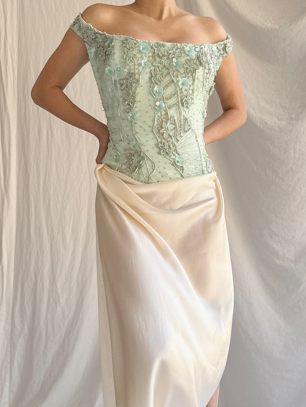 Vintage Bellville Sassoon Seafoam Embelished Top - M/8