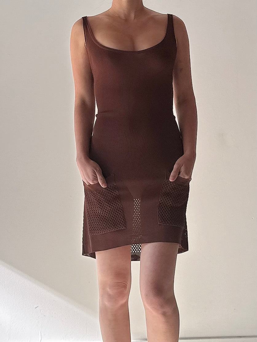 Vintage Angelo Tariazzi Stretchable Brown Dress - FR36